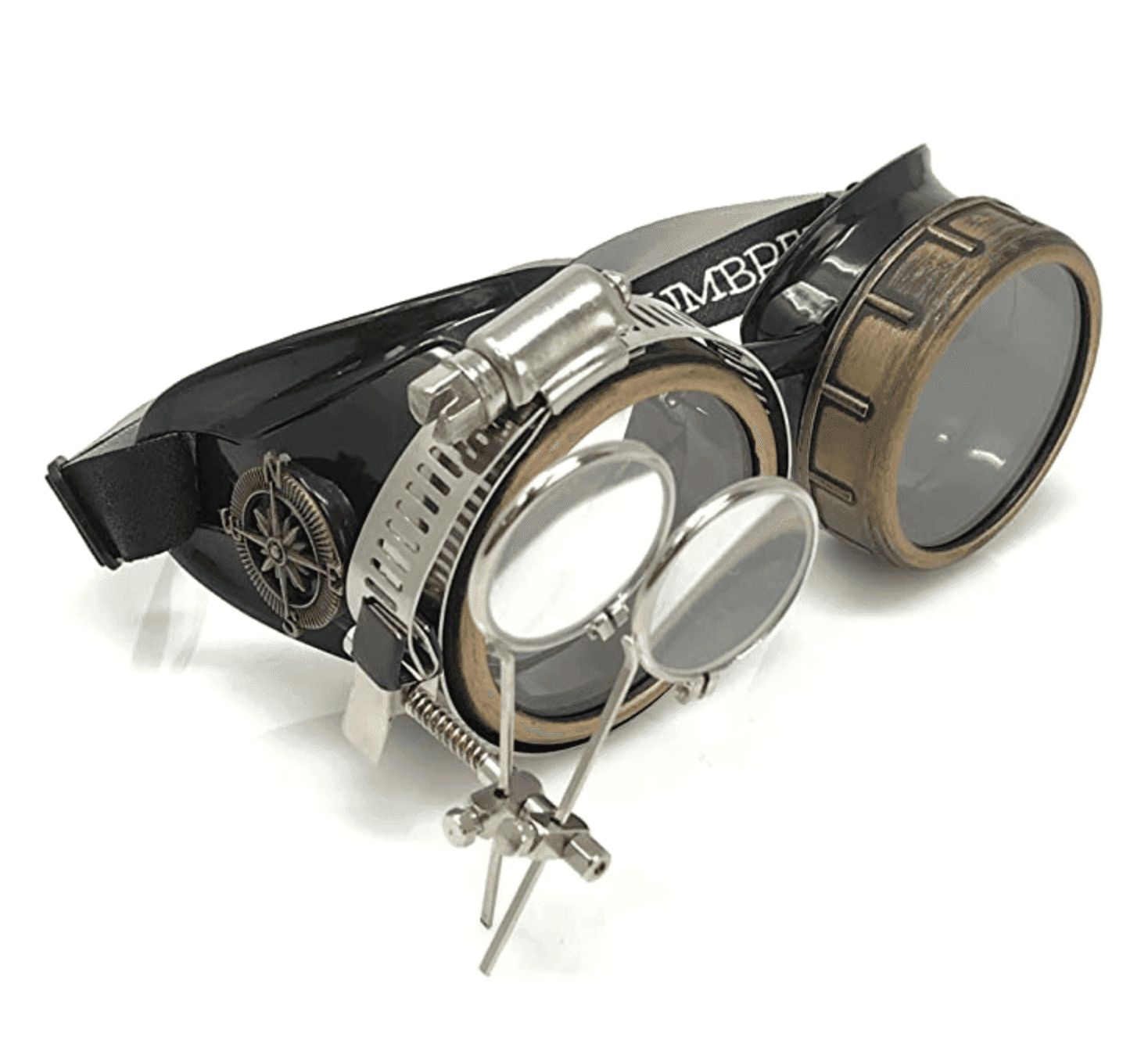 Steampunk Goggles with magnifying loupes crystal clear prism diffraction lenses - 
