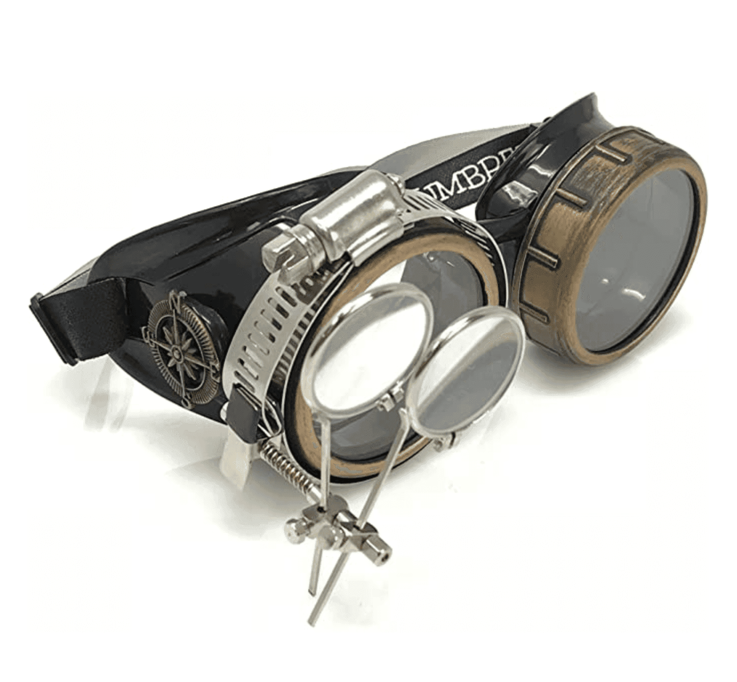 Steampunk Goggles with magnifying loupes crystal clear spiral diffraction lenses - 