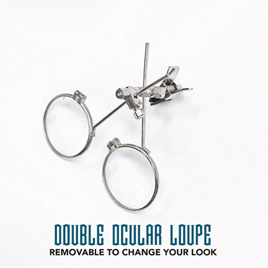 Victorian Steampunk Goggles with magnifying eye loupes blue lenses - 