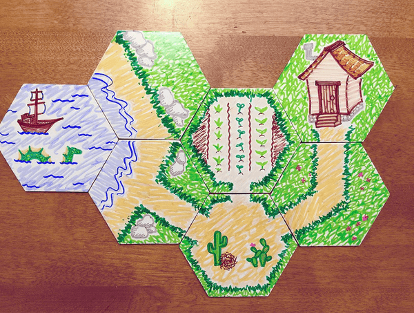 20 Blank Hexagon Board Game Tiles - 