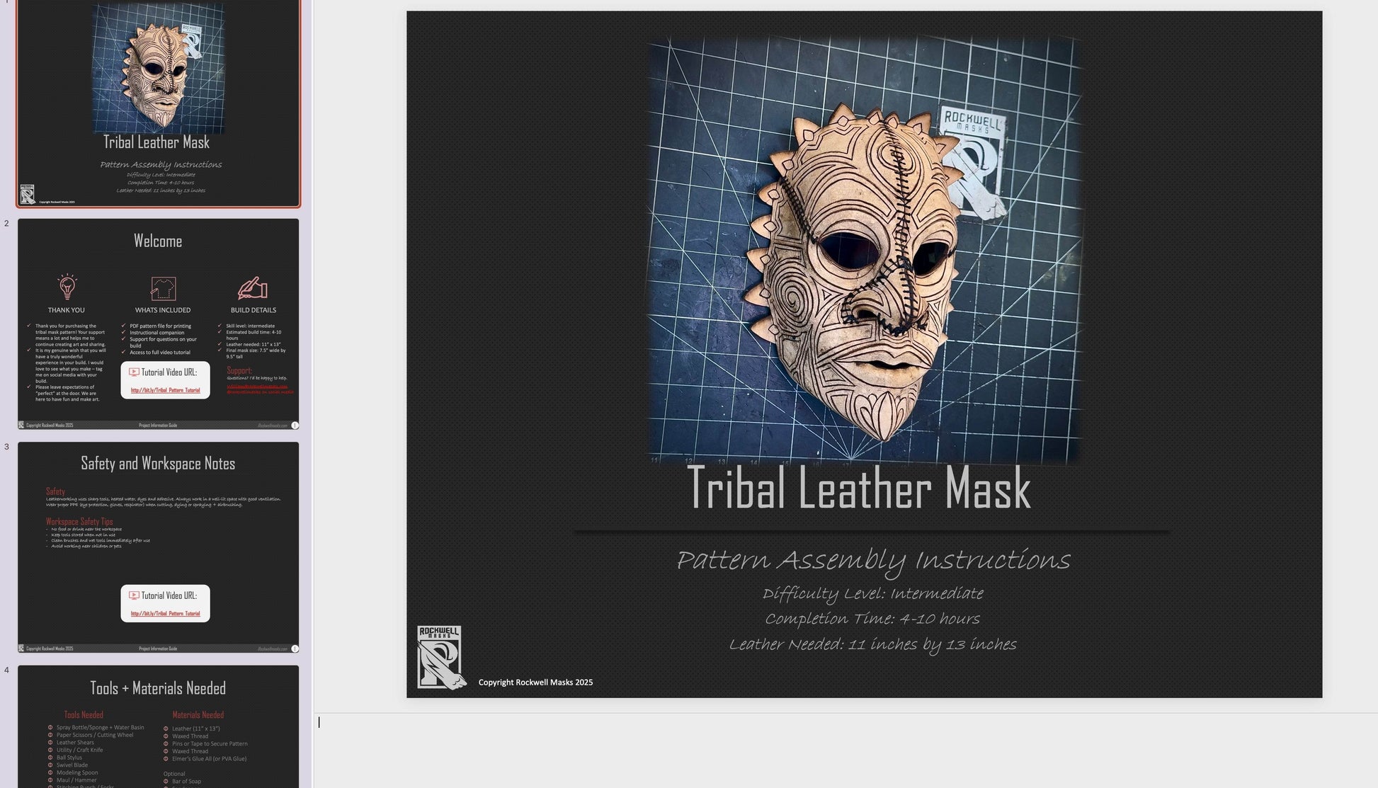Leather Tribal Mask Printable Pattern Bundle — Intermediate + Advanced - 