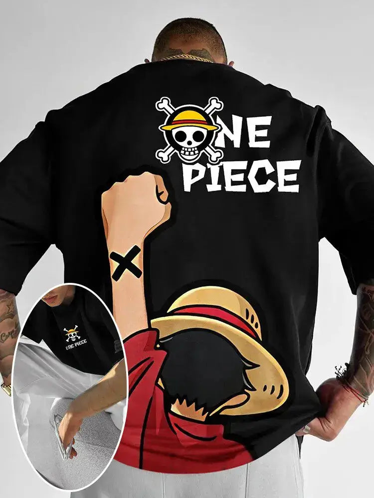 One Piece Graphic T-Shirt: Luffy & Zoro Oversized Streetwear