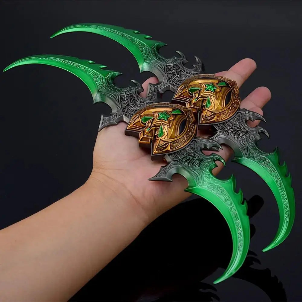 22cm Warglaive of Azzinoth Weapon Set Keychain Game Peripheral Illidan Stormrage Metal Weapon Model Collection Equipment Gifts