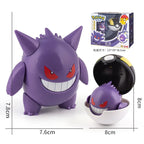 Pokemon Pokeball Anime Figures Toys, Pikachu Gengar Dragonite Snorlax Lapras Pocket Pokeball Toys