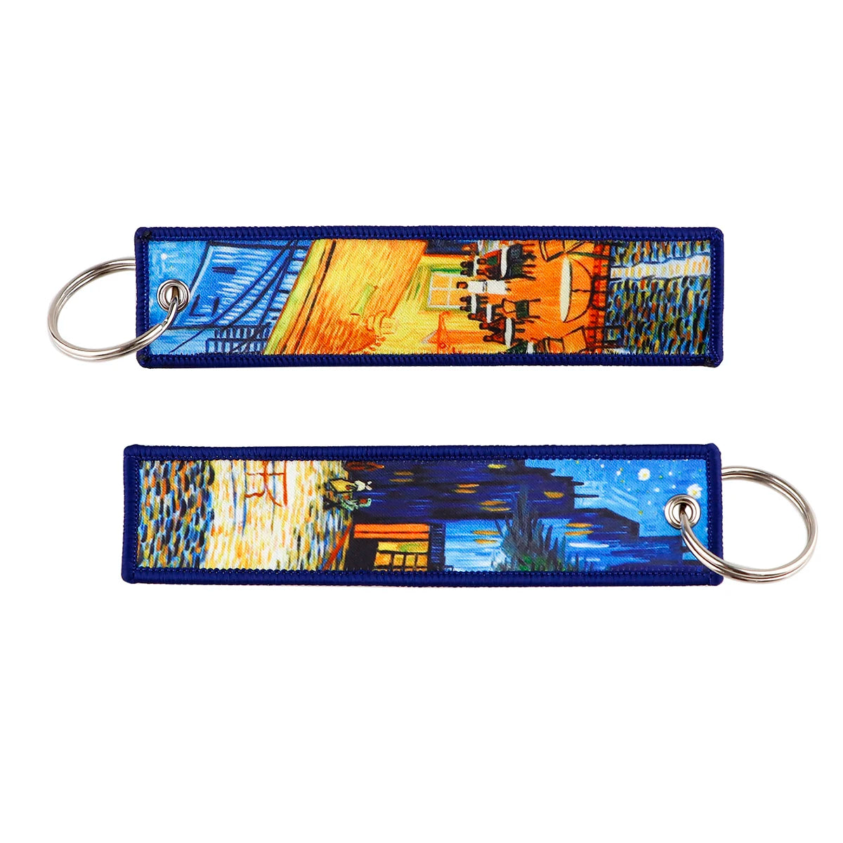 Van Gogh Art Oil Painting Embroidered Key Chain Key Fobs Key Tag For Motorcycles Cars Backpack Chaveiro Keychain Key Ring Gifts