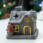 Christmas House Incense Burner - Ceramic Aroma Cone Burner with Chimney Design and Ash Catcher for Table Décor - gold / CHINA