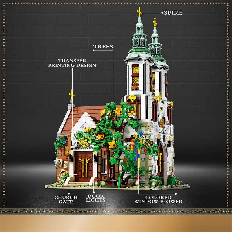 3306PCS St. Andrew's Church Building Block Medieval European Church Model Bricks Set With Light Desktop Decoration Kids Toy Gift - St Andrew Church