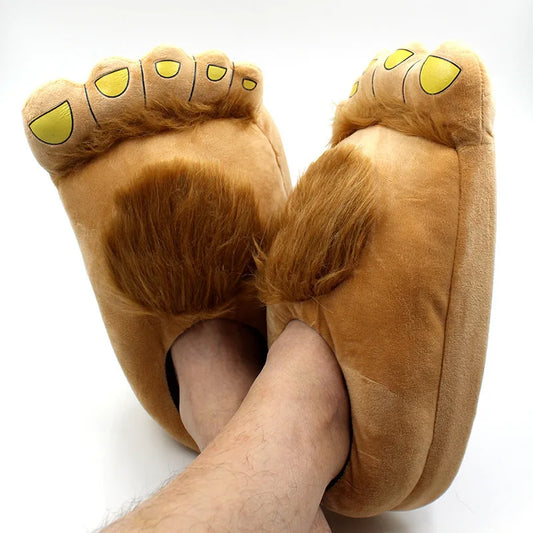 House Slippers for Men Creative Hobbit Plush Cotton Slippers Unisex Large Household Gift Bag with Thick Soled New Thermal Shoes