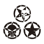 Army Star Vinyl Decal Sticker – Jeep Wrangler & All 4x4 Models | 3 Patterns, 4 Sizes, 4 Styles