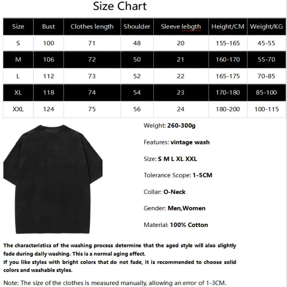 Asta Black Clover T-Shirt Vintage Washed Oversized Tee