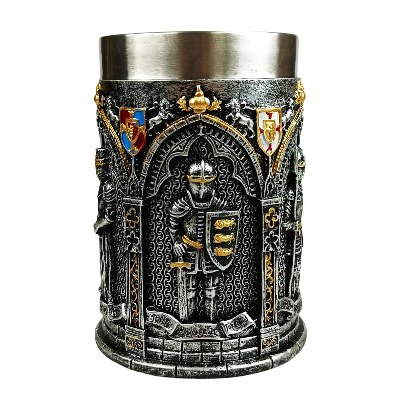 Large soldier Coffee mug , Medieval style Drinkware，Tazas de café,Stainless steel Botella de agua Tazas.