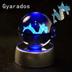 Pokemon 3D Crystal Ball Pokeballs with LED Light Base, Kids Anime Toy Gifts