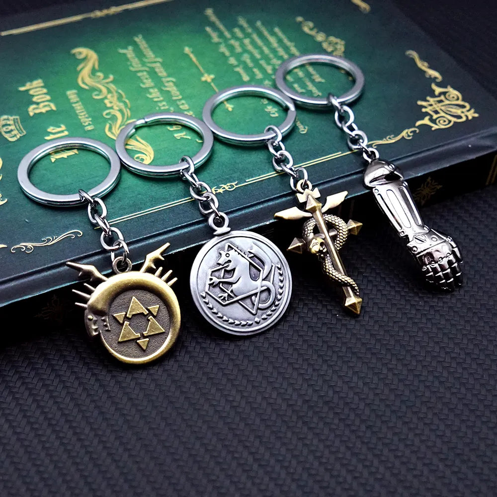 Porte-clés alchimiste Fullmetal Edward, bras en métal pour hommes, accessoires Anime, porte-clés de voiture, pendentif llaveros