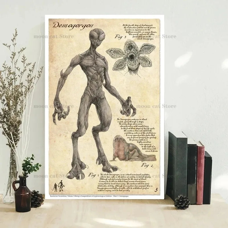 Retro D&D Ancient Mythological Folklore Species Bestiary Monster Animals Poster Wall Pictures Canvas Painting Home Decor Gift