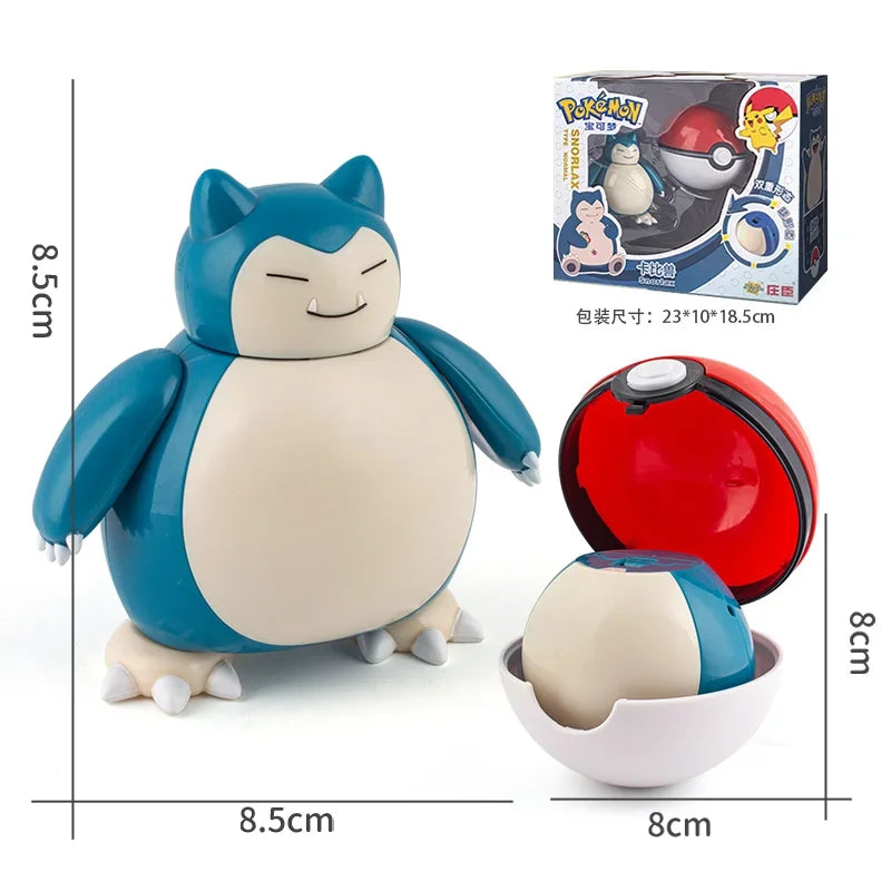 Pokemon Pokeball Anime Figures Toys, Pikachu Gengar Dragonite Snorlax Lapras Pocket Pokeball Toys