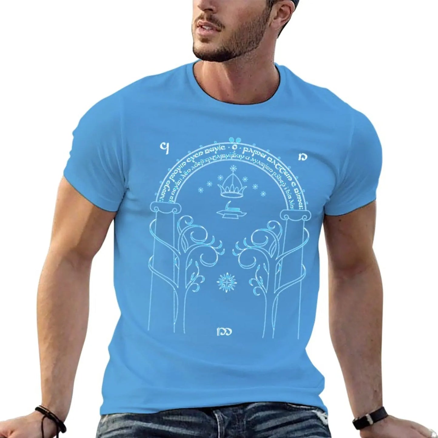 Porte de la Moria-T-Shirt bleu clair T-Shirt graphique t-shirts noirs hommes t-shirts unis