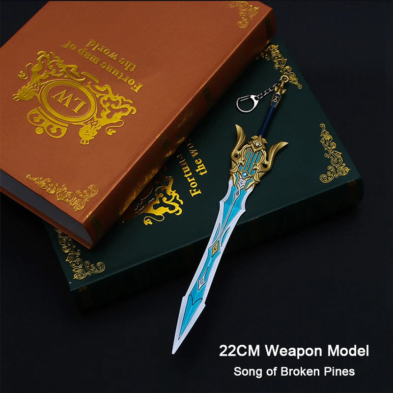 22cm Song of Broken Pines Eula Keychain Genshin Impact Chinese Mobile Game Peripheral Metal Great Sword Weapon Model Toys Crafts