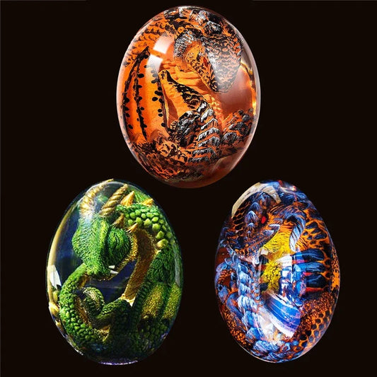 Lava Dragon Egg Statue With Stand Base Dinosaur Egg Resin Figurines Sculpture Tabletop Showpiece Home Art Decoration Craft Gift