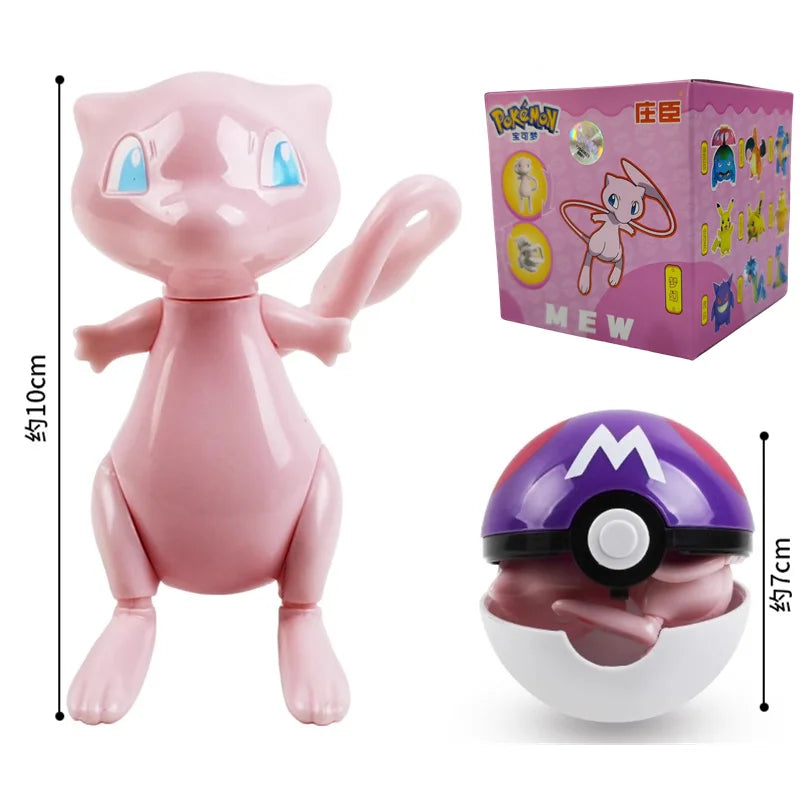 Pokemon Pokeball Anime Figures Toys, Pikachu Gengar Dragonite Snorlax Lapras Pocket Pokeball Toys