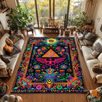 Castle Rug Graffiti-Triforce Gamer Room Decor Gaming Rug for HHyrule Lovers Mystical Eclectic Gamer Christmas Gift