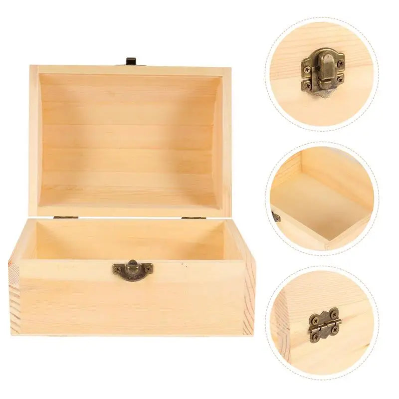 2pcs/1pc Wood Treasure Box Soild Wood Treasure Box Vintage Wooden Jewelry Storage Box Chest Box With Buckle