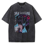 Solo Leveling Vintage T-shirt: Washed Cotton Streetwear