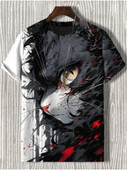 Samurai Cat Graphic T-Shirt – Japanese Style 3D Print Men's Tee