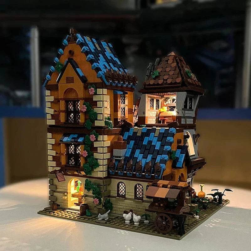 2843PCS Medieval Tavern Building Block Creative City Street View MOC Model Bricks Creative Desktop Ornaments Toys Gifts For Kids - Medieval Tavern