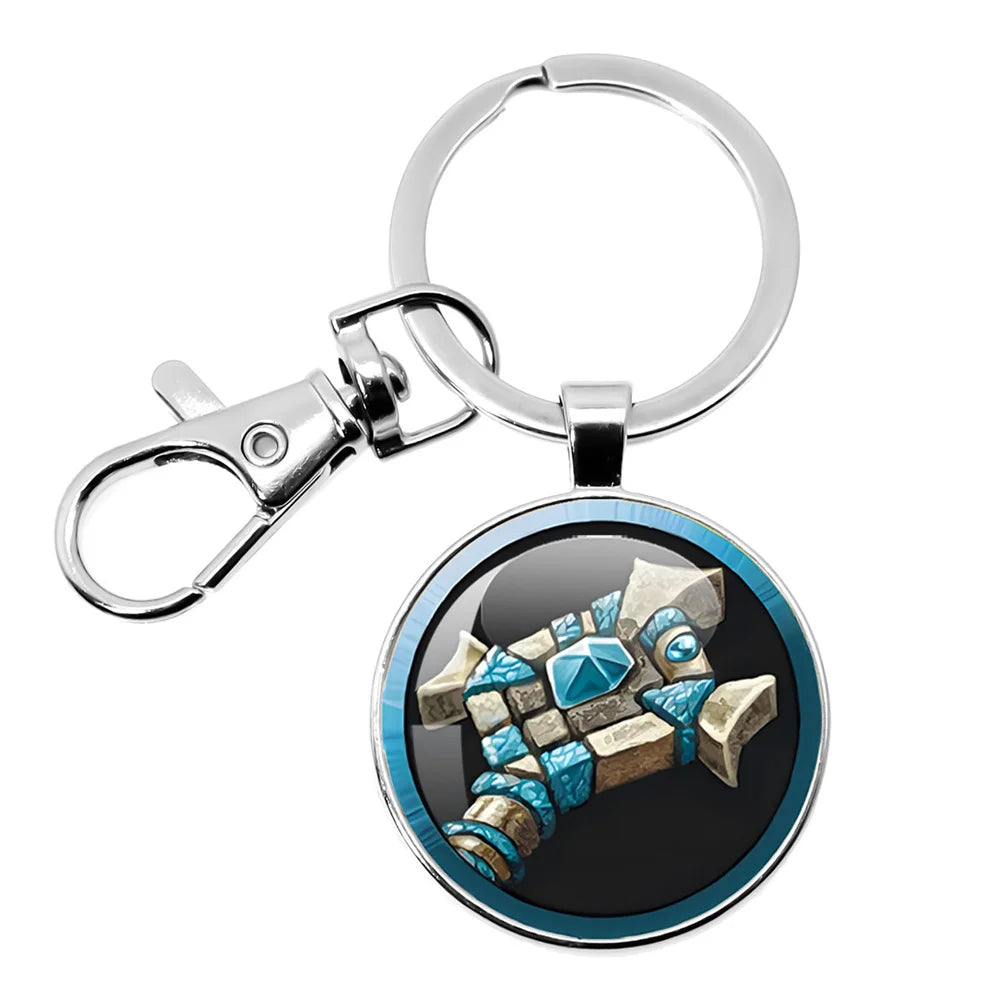 Game World Of Warcraft Keychain WOW Glass Pendant Key Chain For Women Men Keyring Jewelry Hearthstone