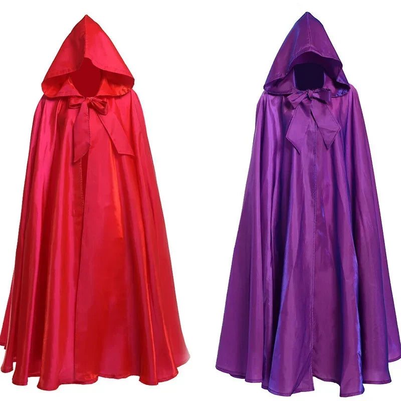 Robe de Vampire de sorcellerie, cape à capuche, Cosplay, cape médiévale en Satin avec capuche, Costumes de moine, couverture médiévale, Costume d'halloween