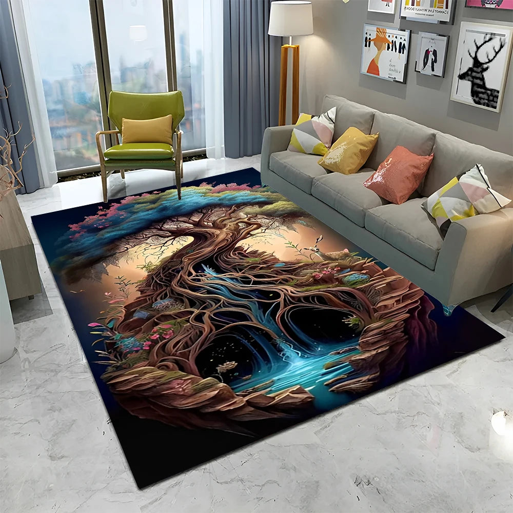 Tapis Viking nordique Yggdrasil arbre de vie, pour la maison, le salon, la chambre à coucher, le canapé, paillasson décoratif, tapis de sol antidérapant pour enfants