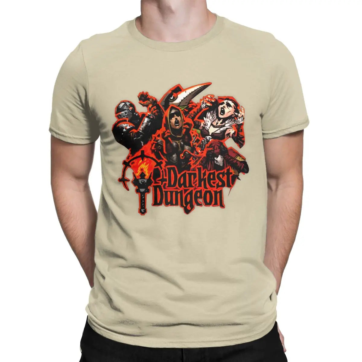 Vintage Darkest Dungeon jeu vidéo goth t-shirt pour hommes col rond pur coton t-shirt à manches courtes chemise de grande taille hauts