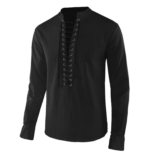 Mens Pirate Medieval Cosplay Shirts Brand Lace Up Steampunk Gothic Celtic Shirt Men Renaissance Victorian Halloween Costume