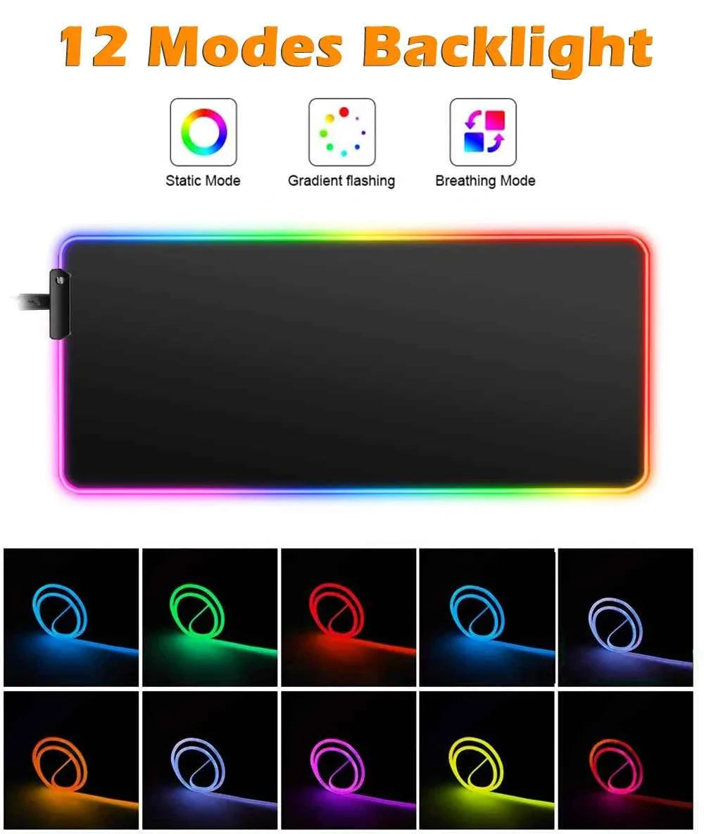 RGB Mouse Pad P-Pokemons Gengar Gamer Computer Mouse Mat Pc Backlight Mousepad Carpet Gaming Accessories Keyboard LED Desk Mat