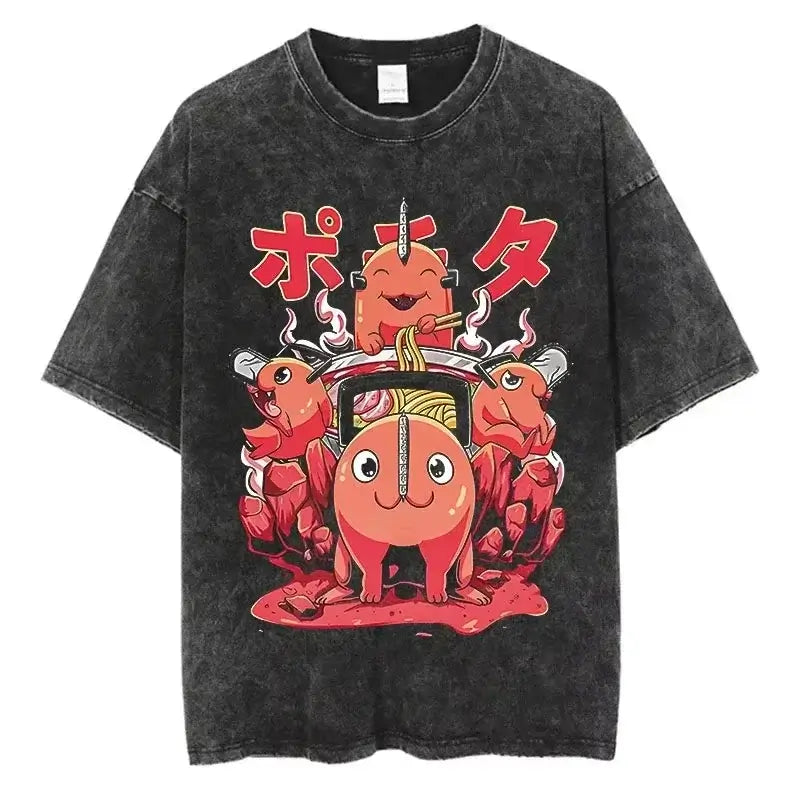 Chainsaw Man Vintage T-shirt Washed Cotton Tee