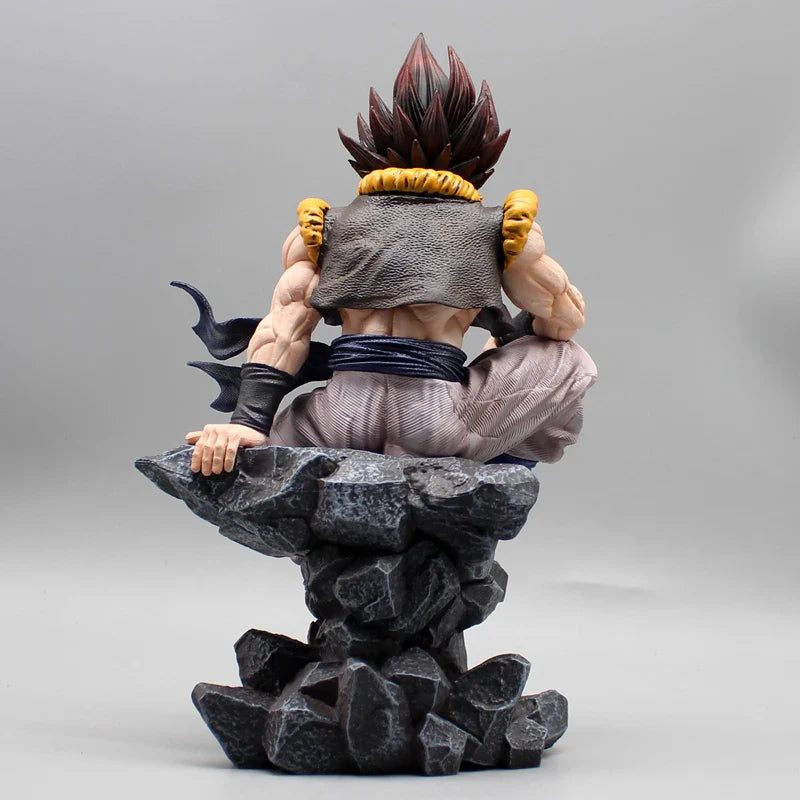 Sitting Gogeta Super Saiyan and Blue Anime Figure, 3 Swappable Heads Dragon Ball Z Figurines PVC 23 CM