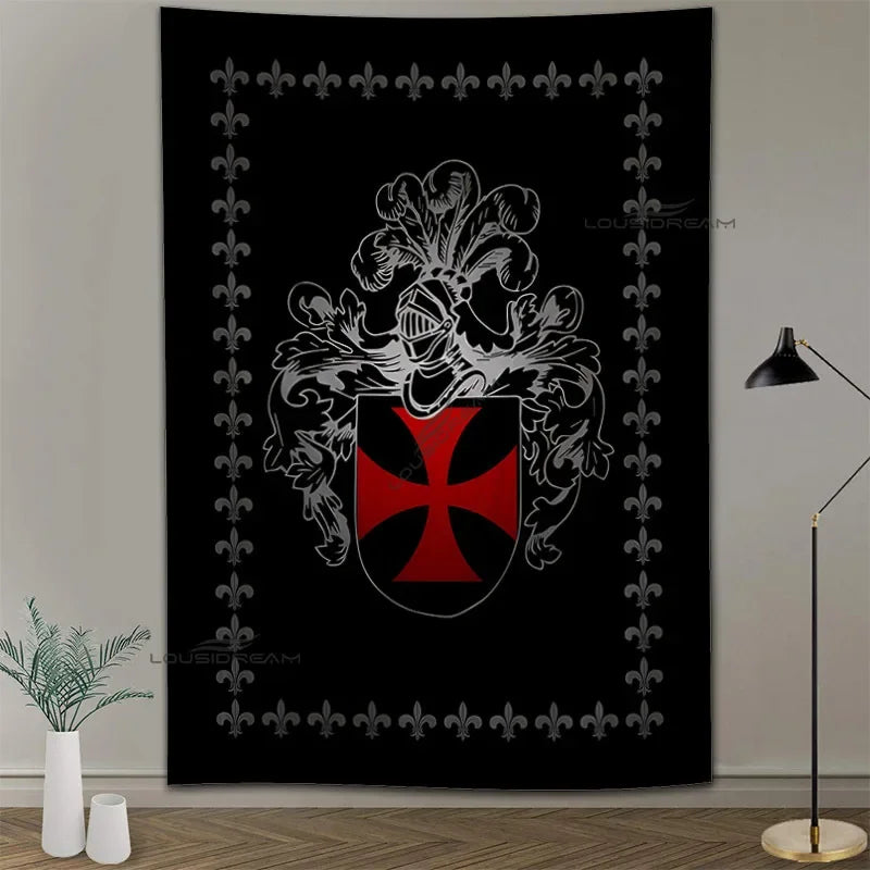 Medieval Knights Templar Patterns Tapestry Wall Hanging Cloth Decorative Tapestry Modern Family Art Decorative Bookshelves Tape