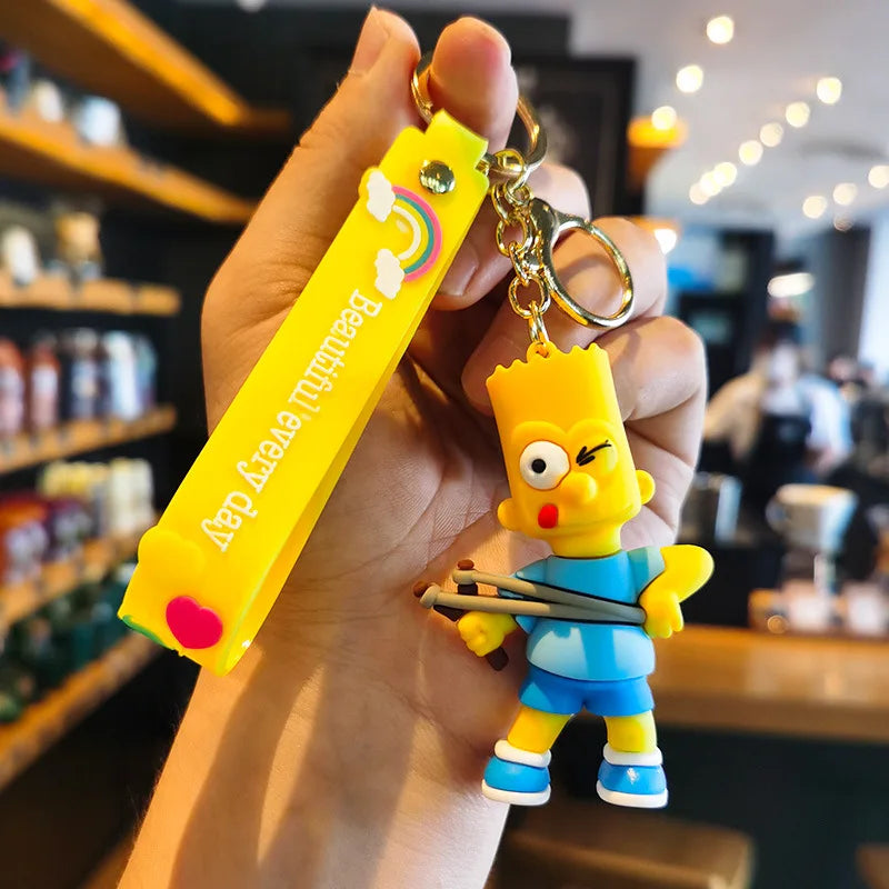 The Simpsons Keychain Cartoon Anime Figure Key Ring Phone Hanging Pendant Kawaii Holder Car Key Chain Birthday Christmas Gift