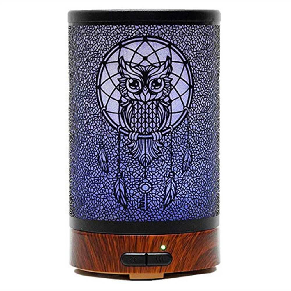 Vintage Metal Ultrasonic 100ml Essential Oil Aroma Diffuser - Owl / US