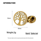 New punk style tree of life hollow stainless steel gold-plated badge, suit lapel pin waterproof black, men's brooch set