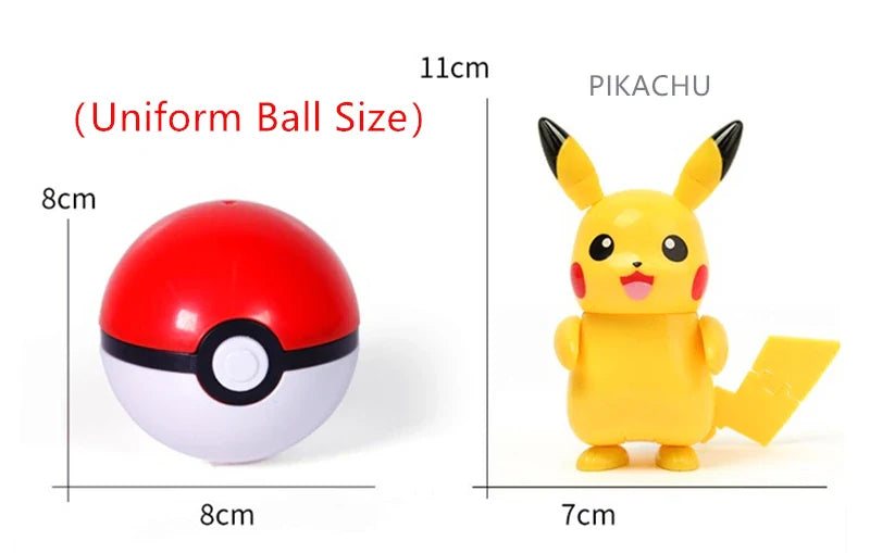 Pokemon Pokeball Anime Figures Toys, Pikachu Gengar Dragonite Snorlax Lapras Pocket Pokeball Toys