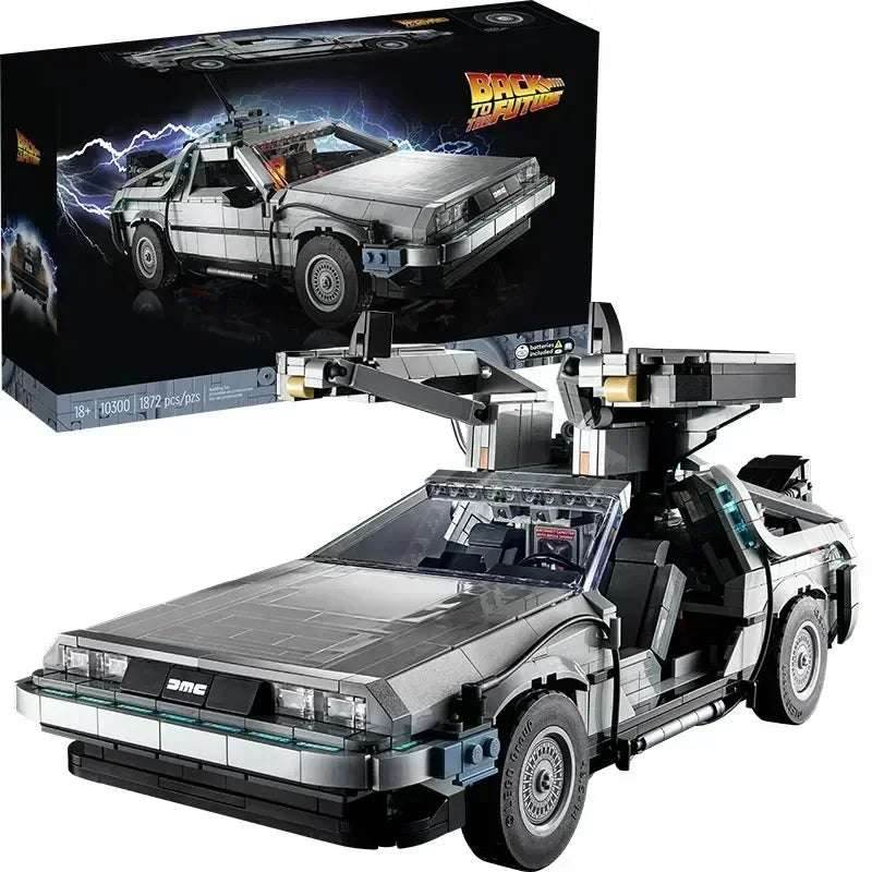 LEGO 10300 DeLorean Back to the Future Time DMC-12 Machine Sport Car Building Blocks Fit Bricks Toys for Kids Chritmas Gift Set - wood