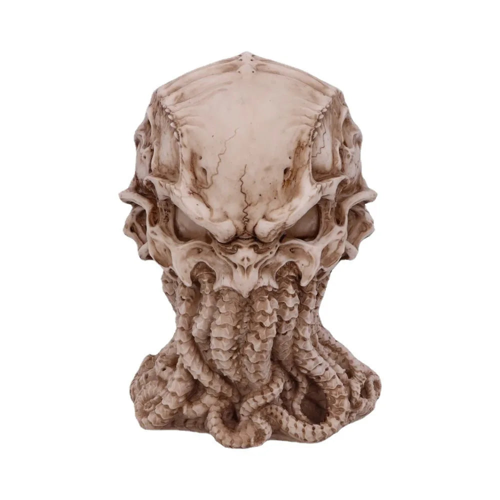 Cráneo de Cthulhu, estatua mítica, cabeza de calavera de resina, decoración gótica extraña para el hogar, ornamento, figuritas artesanales de pulpo, decoración de la habitación