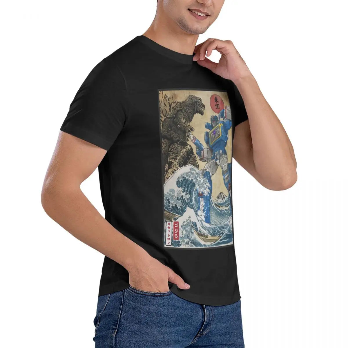 Camiseta con estampado de King Of The Monster Vs Soundwave Godzillaed para hombre, camisetas holgadas de manga corta de gran tamaño