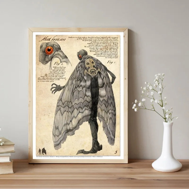 Cryptids Folklore Poster Print Cthulhu Mothman Krampus Headless Horseman Retro Canvas Painting for Room Home Wall Art Decor