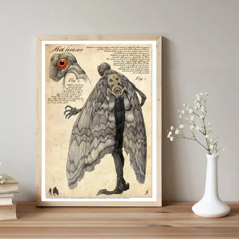 Affiche de folklore imprimée Cthulhu Mothman Krampus, cavalier sans tête, peinture sur toile rétro pour chambre, décor artistique mural de maison