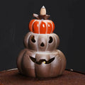 LED Lamp Pumpkin Halloween Waterfall Backflow Incense Burner - Brown