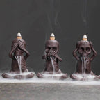 Halloween Skeleton Ceramic Backflow Incense Burner Holder - Eyes Covered