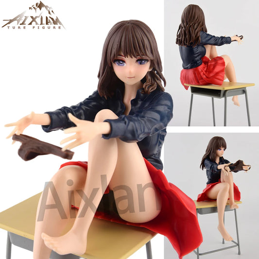 22CM Anime Wind Blown After Classroom Pants Desk KAZEKAORU HOUKAGO Sexy Girl PVC Action Figures Collection Model Doll Toys Gifts