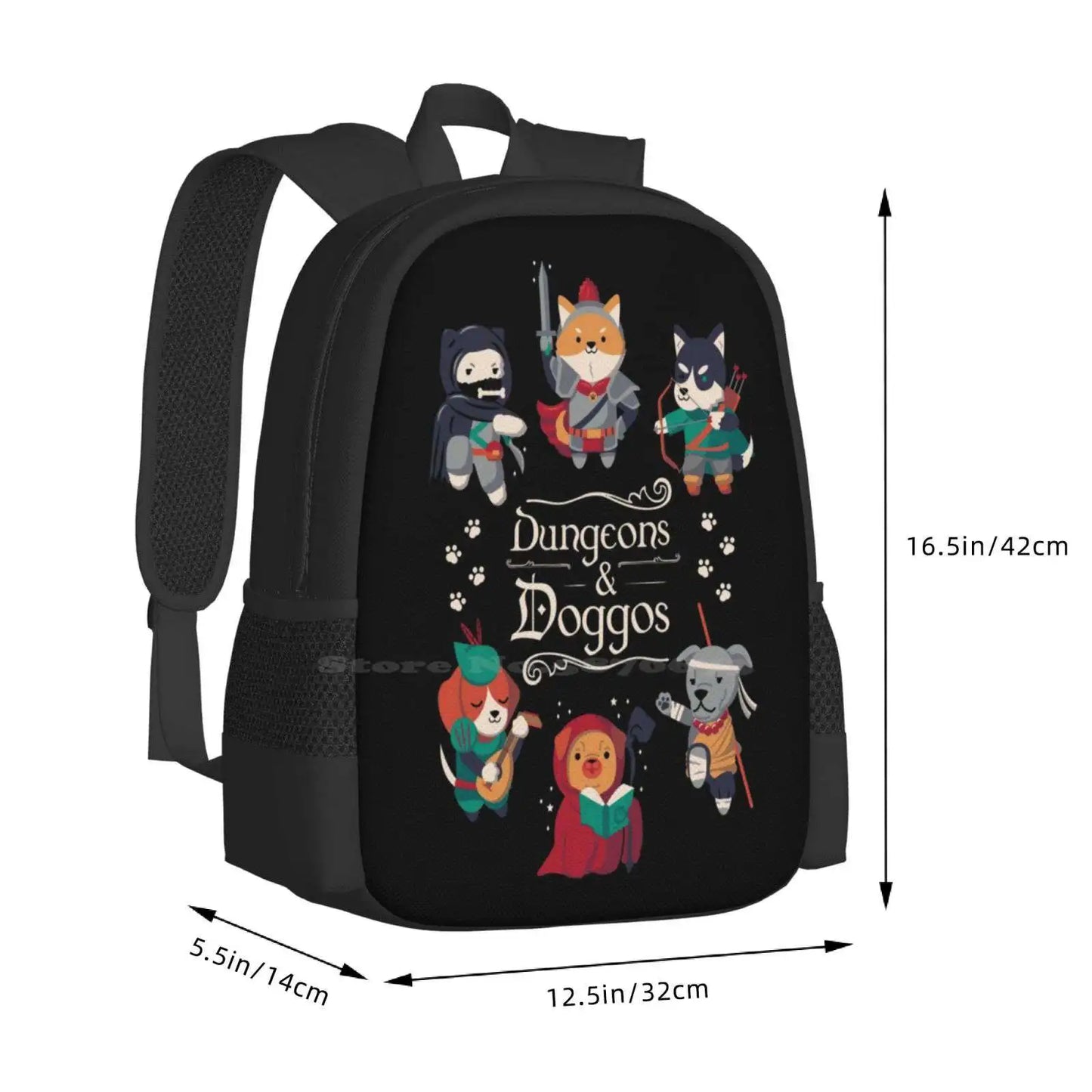 And Doggos Fashion Pattern Design Travel Laptop School Backpack Bag And Dragons D20 Where Master D And D Rpg Role Playing Game